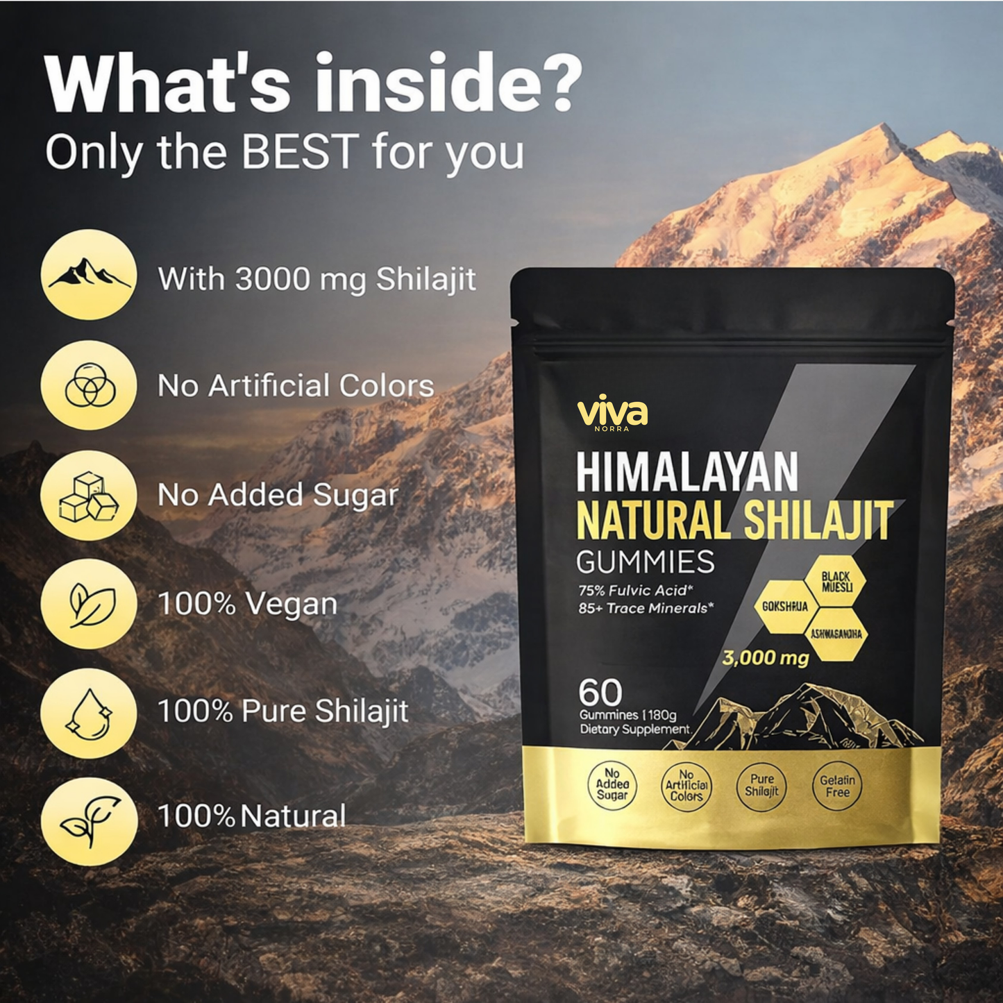 VivaNorra® Himalayan Gold Shilajit Gummies