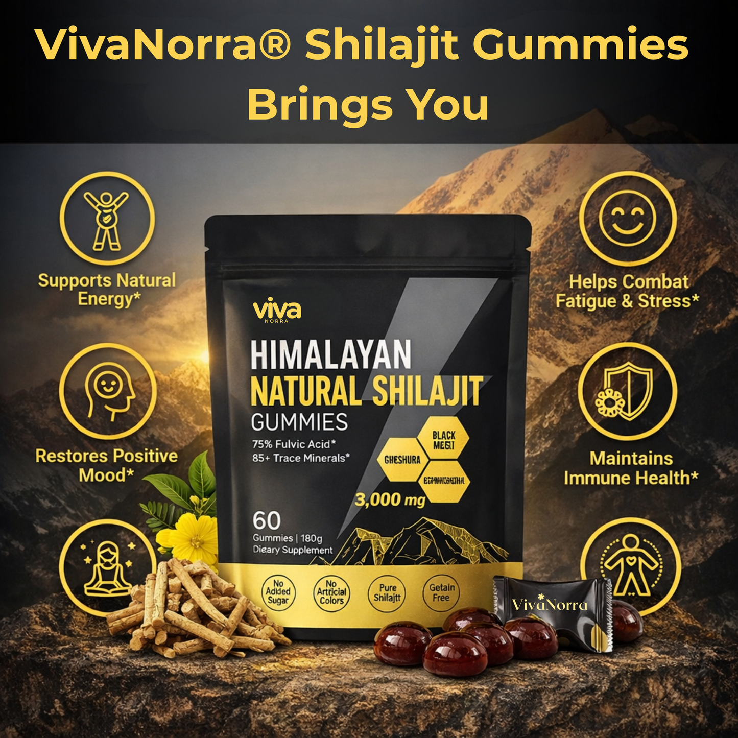 VivaNorra® Himalayan Gold Shilajit Gummies